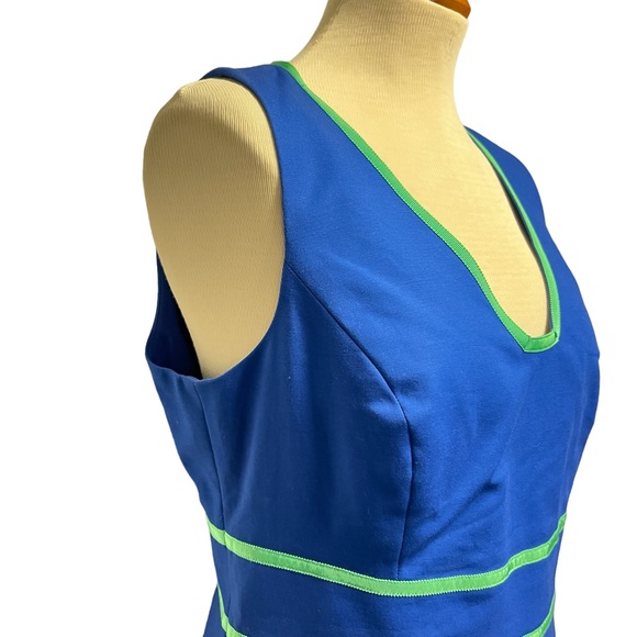 NWT ANNE KLEIN BLUE GREEN SHEATH TANK DRESS SUMMER WEDDING OCCASION WORK OFFICE - Picture 3 of 16